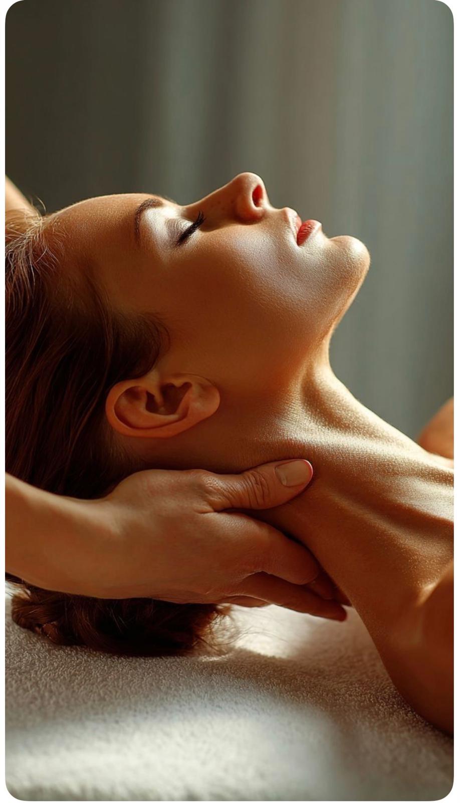 Relaxing shoulder massage inside the treatment suite