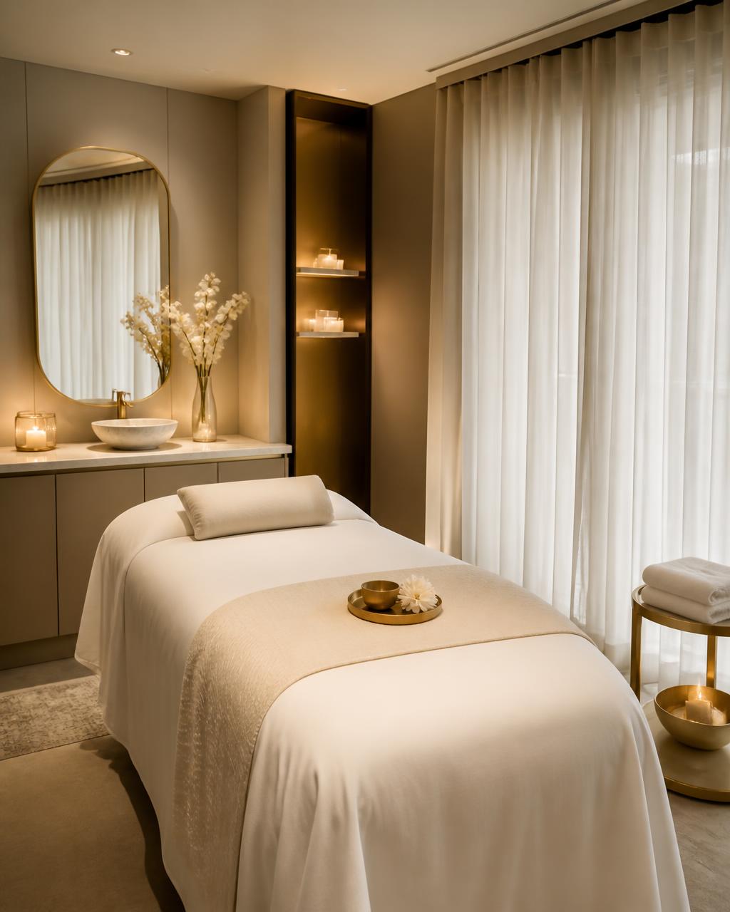 Treatment bed in the private head spa suite
